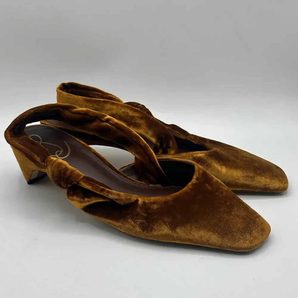 Sam Edelman Meredith Slingback Kitten Heels - Velvet Cocoa Bronze - Picture 2 of 8